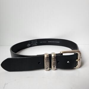 Harley Davidson Black Leather Belt Metal Size 32 Logo 2005 Vintage 97614-00V